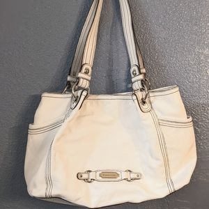 Etienne Aigener 14" White Leather Satchel Handbag Purse